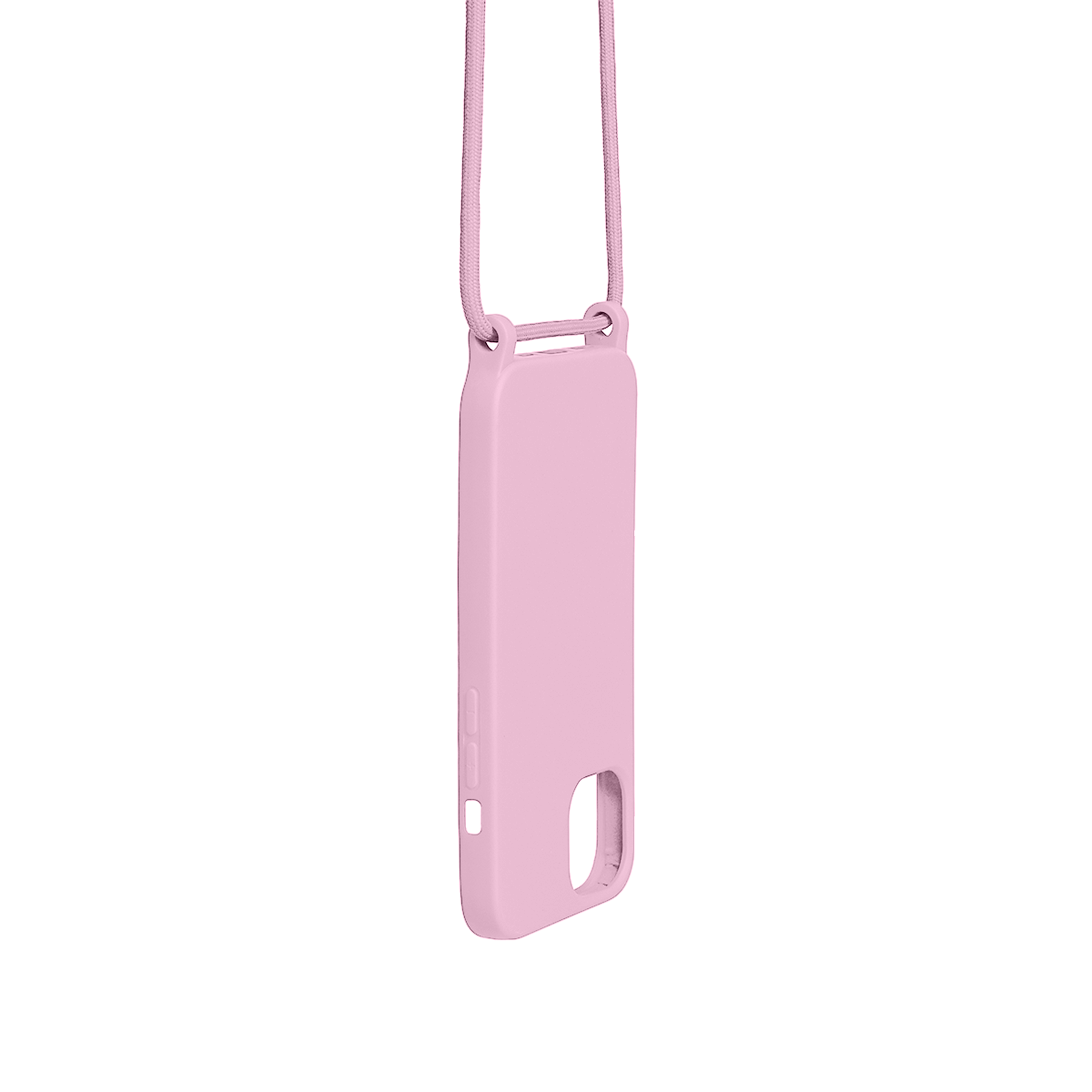 Rixus For iPhone 14 TPU Necklace Cord Cover Pink