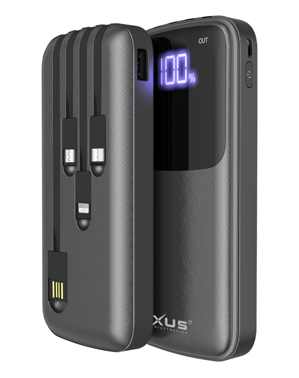 Rixus RXPB36B Power Bank 10000mAh With Build-in Cables Black