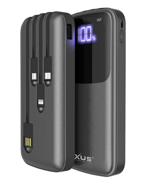 Rixus RXPB36B Power Bank 10000mAh With Build-in Cables Black