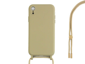 Rixus For iPhone XR TPU Necklace Cord Cover Gold