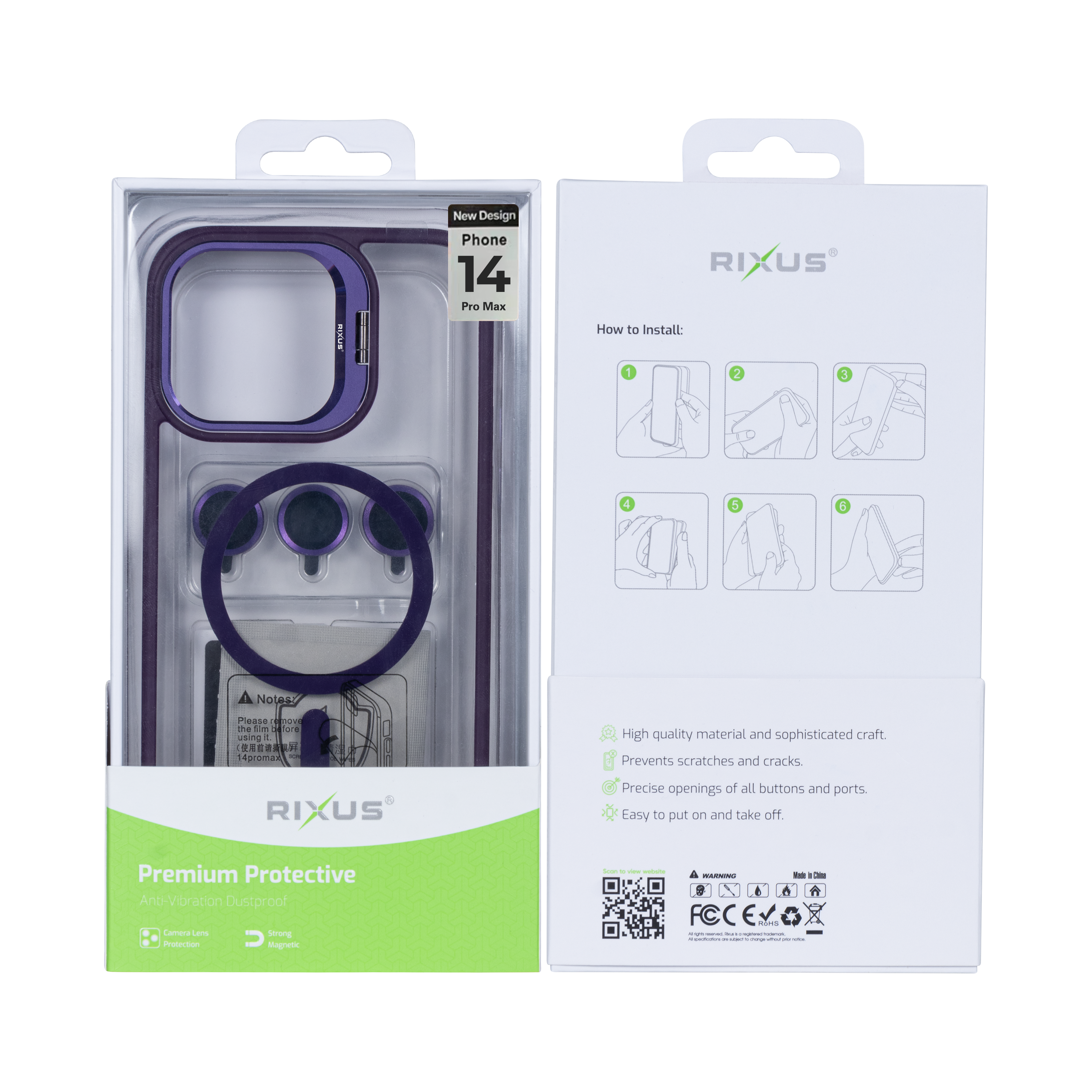 Rixus Classic 03 Case With MagSafe For iPhone 14 Pro Max Deep Purple