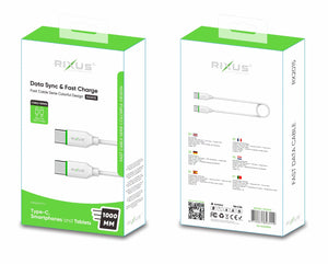 Rixus RX2015 Data Sync And Fast Charge Cable Type-C to Type-C 100cm