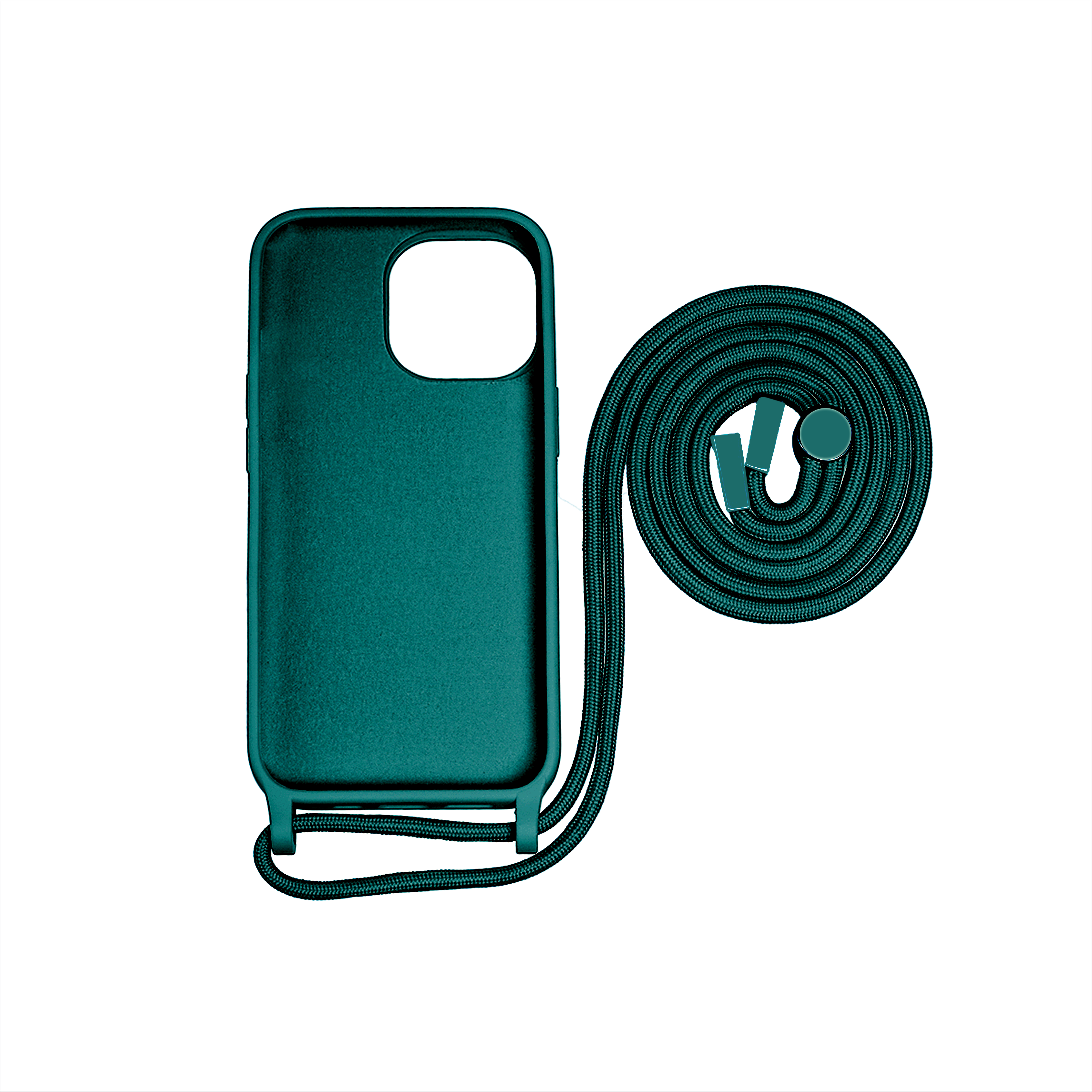 Rixus For iPhone 14 Pro Max TPU Necklace Cord Cover Dark Green