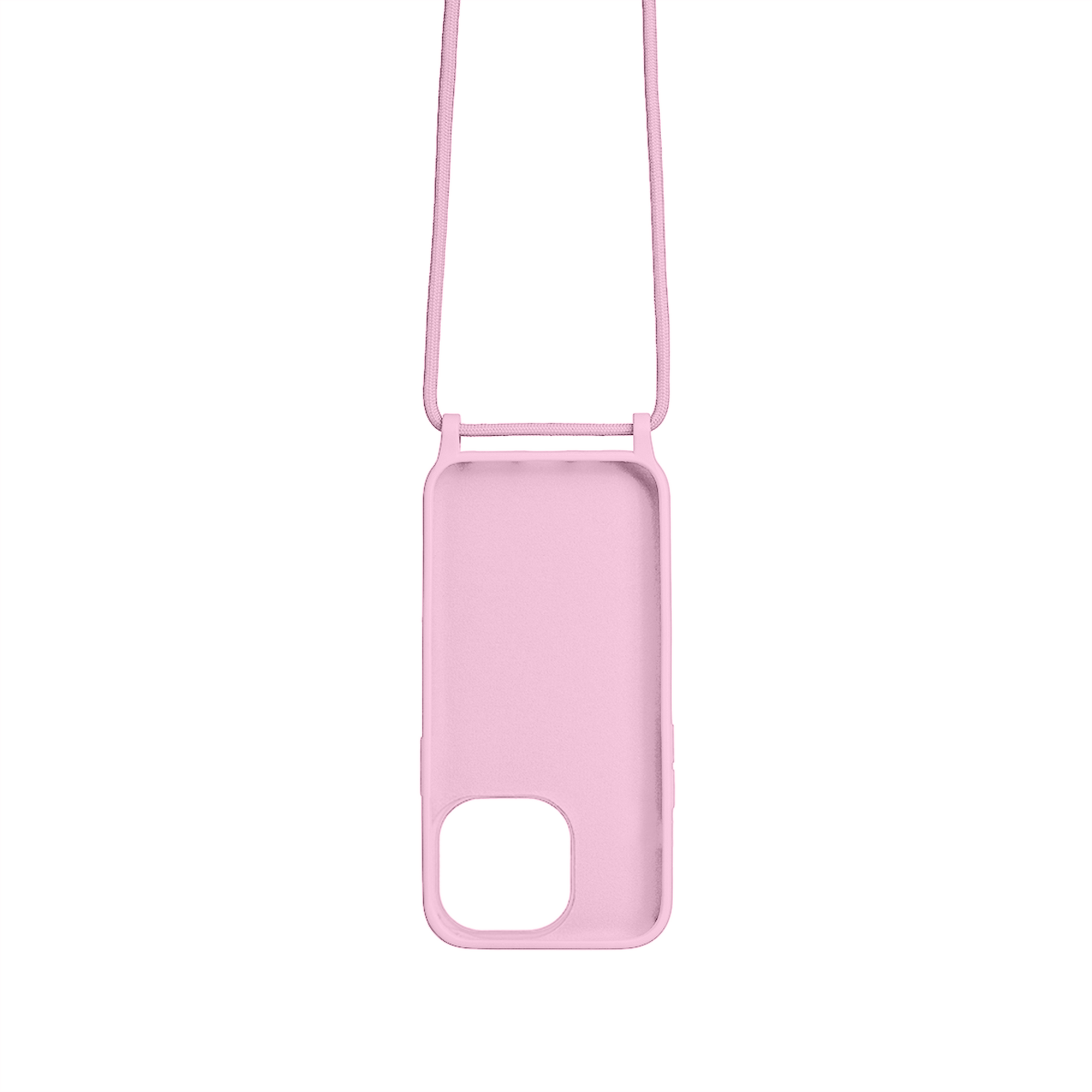 Rixus For iPhone 14 Plus TPU Necklace Cord Cover Pink