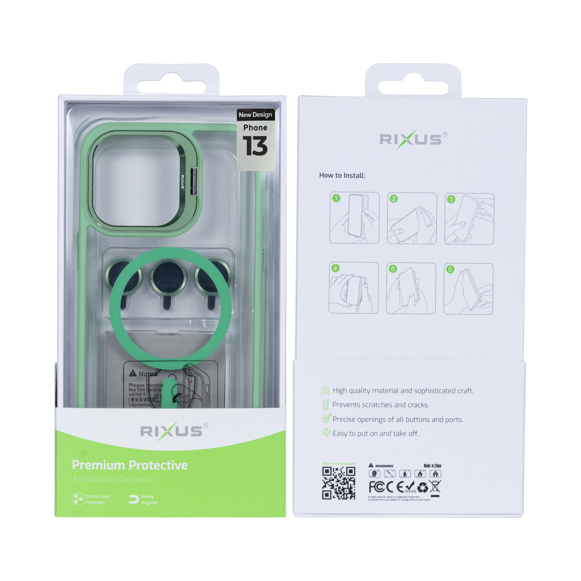 Rixus Classic 03 Case With MagSafe For iPhone 13 Light Green