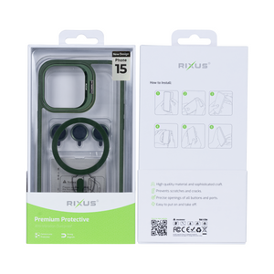Rixus Classic 03 Case With MagSafe For iPhone 15 Dark Green