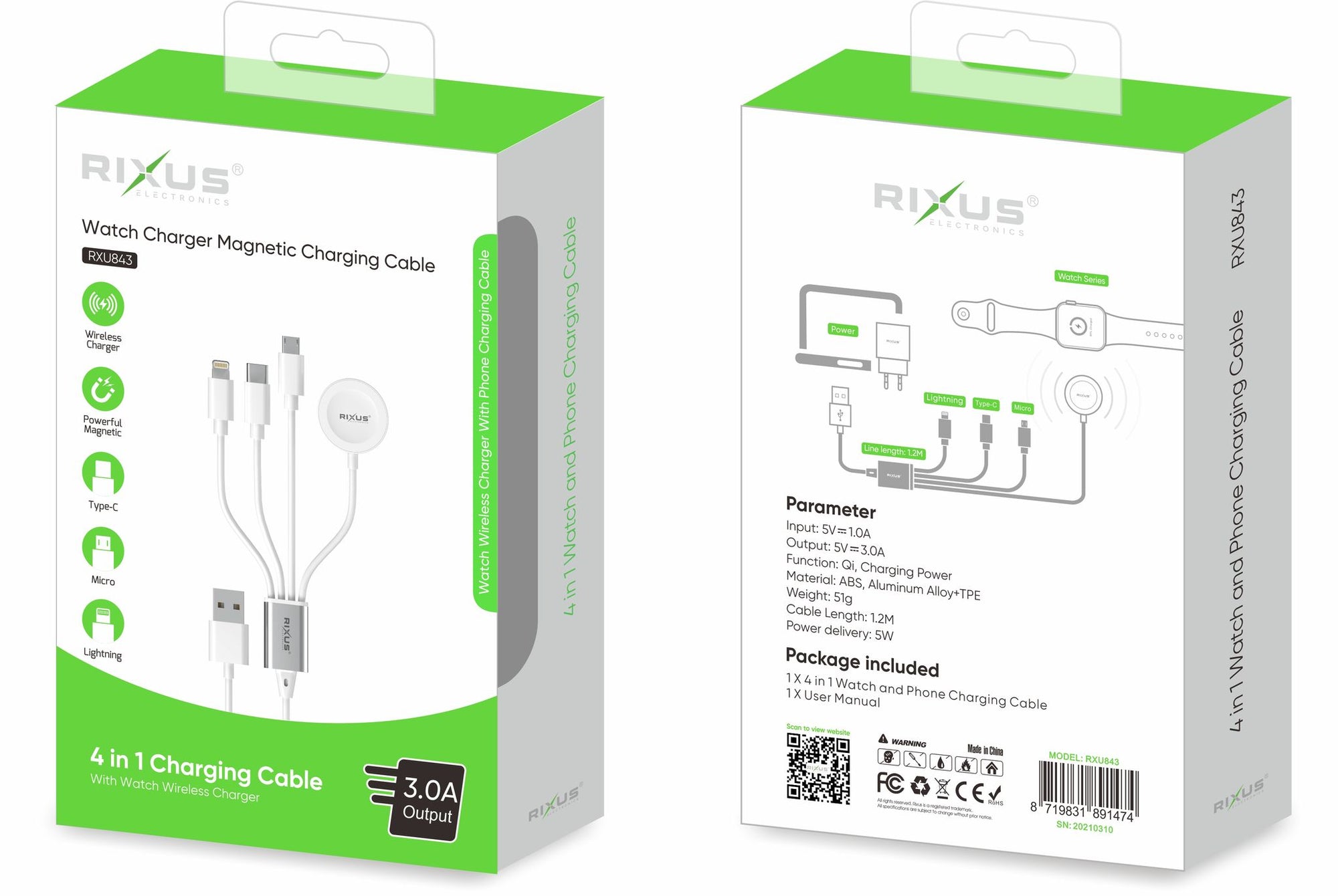 Rixus RXU843 4-1 Charging Cable