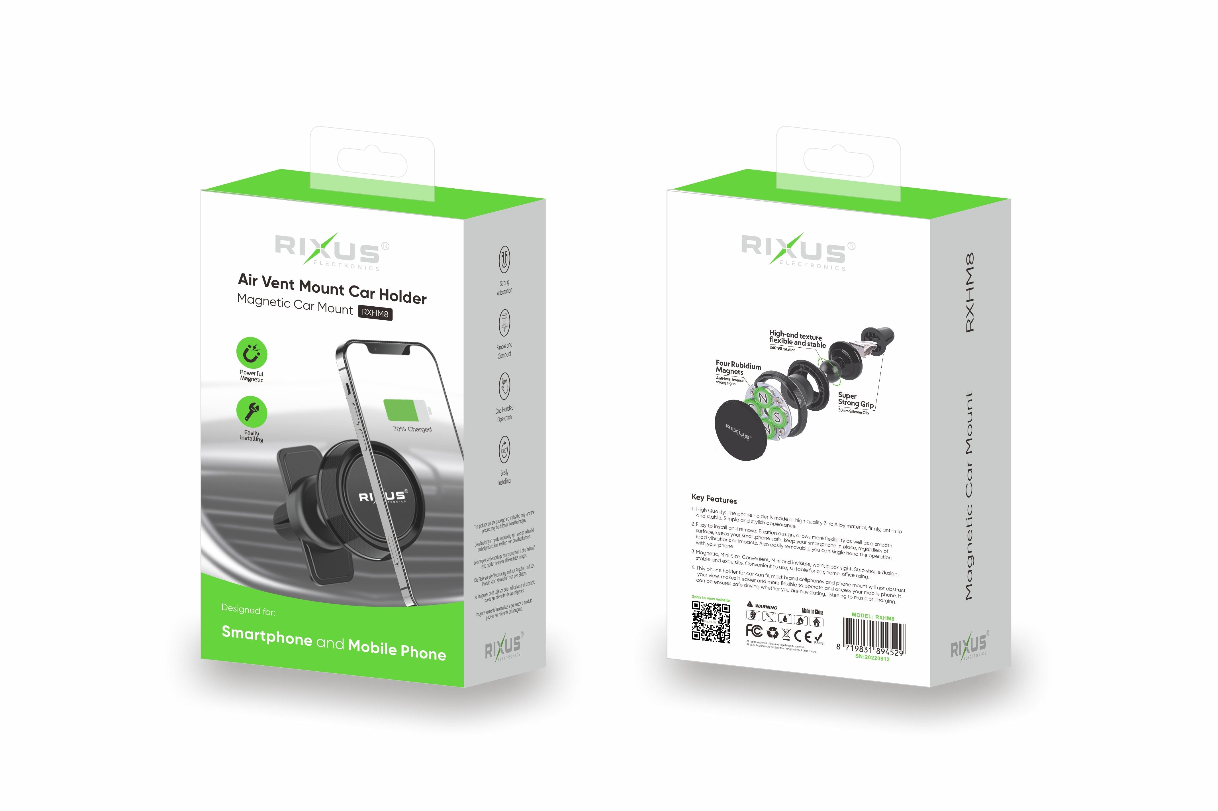 Rixus RXHM8 Car Holder Magnetic Air Vent Mount Black