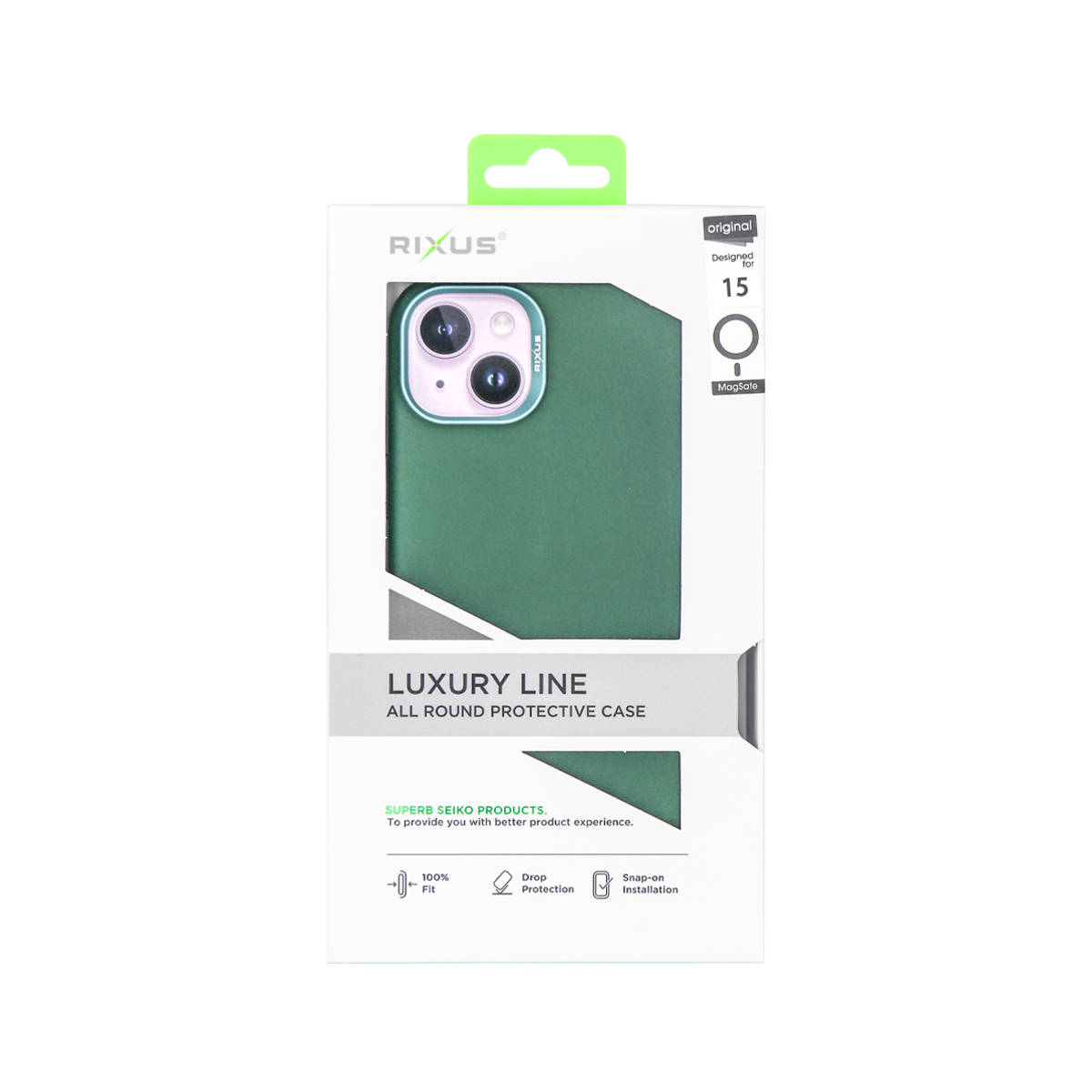 Rixus For iPhone 15 Classic 02 Case With MagSafe Green