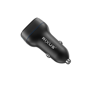 Rixus RXCC13 Chargeur de voiture USB-C PD+QC3.0 18W Noir