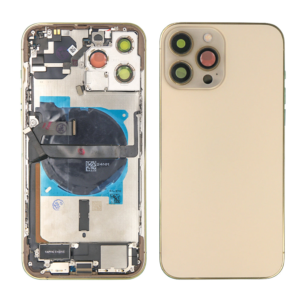 Pour iPhone 13 Pro Max Boîtier complet avec toutes les petites pièces sans batterie ni caméra dorsale Or
