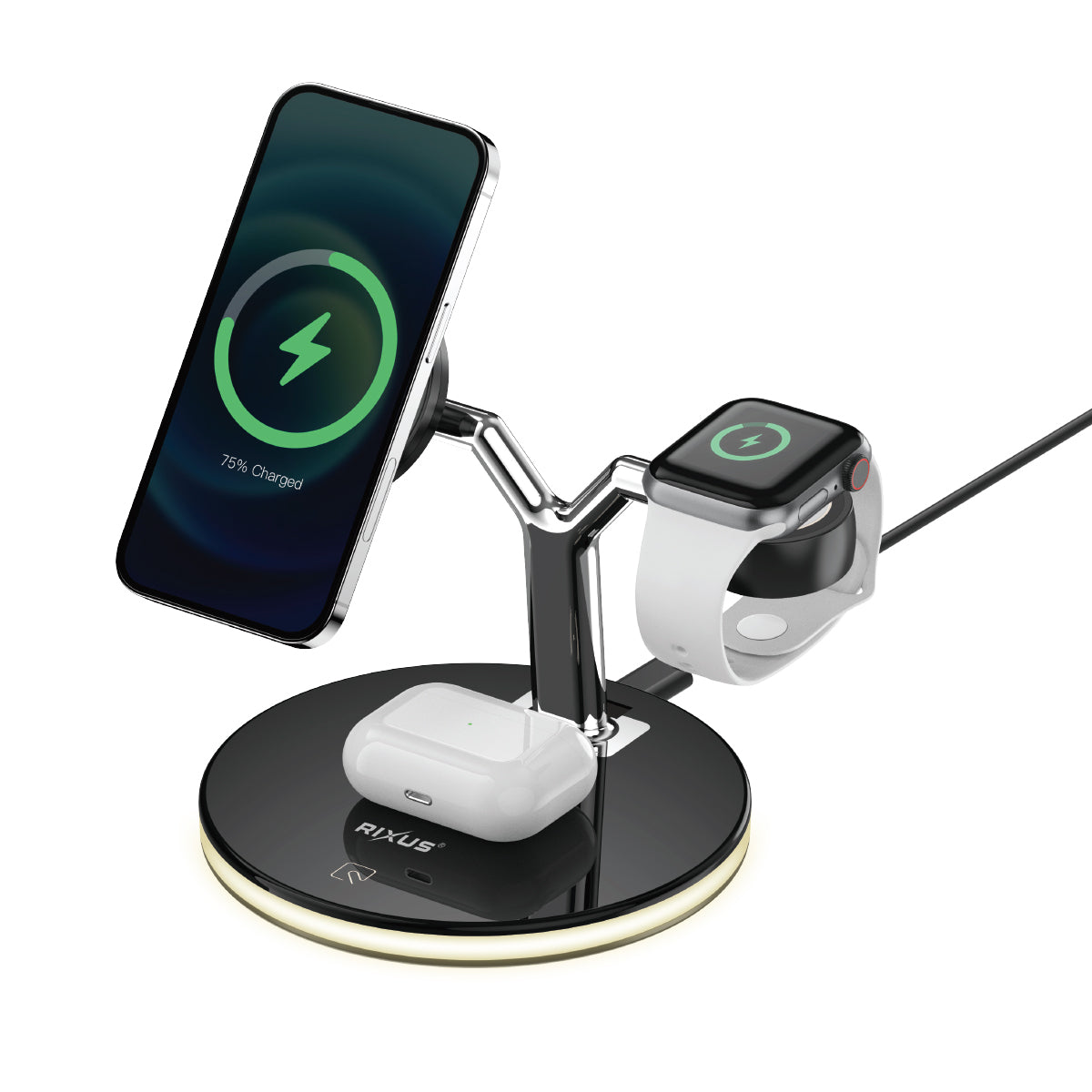 Rixus RXWC40 3-1 Wireless Charging Dock pour iPhone 12 Family