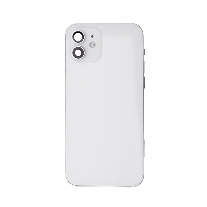 Pour iPhone 12 Boîtier complet avec toutes les petites pièces sans batterie ni appareil photo arrière Blanc