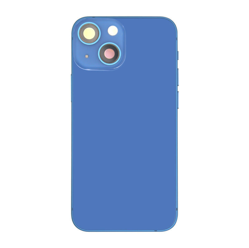 Pour iPhone 13 Mini Boîtier complet avec toutes les petites pièces sans batterie ni appareil photo arrière Bleu