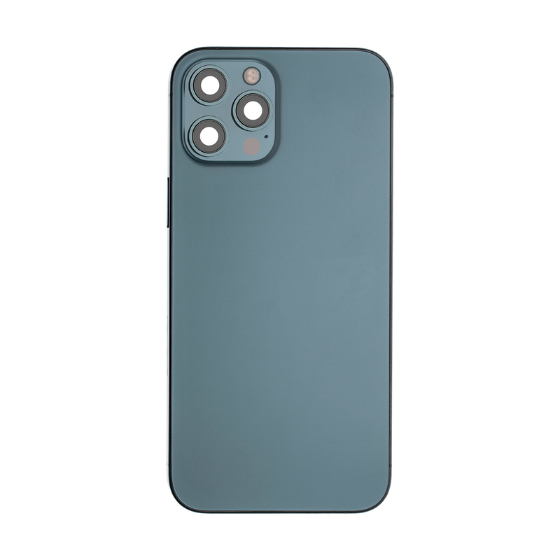 Pour iPhone 12 Pro Max Compl Housing avec toutes les petites pièces sans batterie ni caméra arrière Pacific Blue