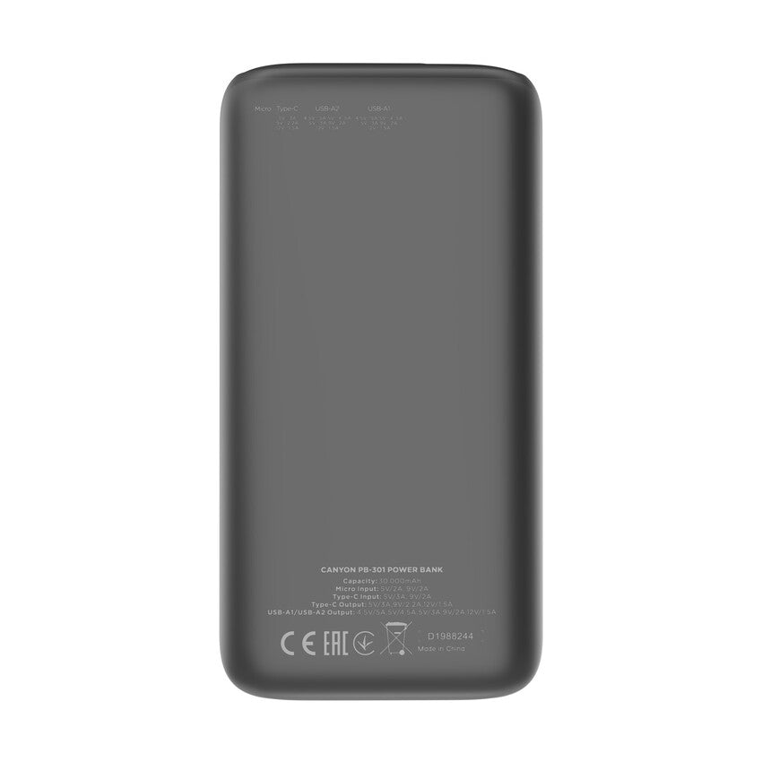 Canyon Powerbank PB-301 USB-C PD, USB-A 30000mAh Noir
