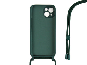 Rixus Pour iPhone 13 Mini TPU Necklace Cord Cover Vert Foncé