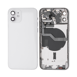 Pour iPhone 12 Boîtier complet avec toutes les petites pièces sans batterie ni appareil photo arrière Blanc