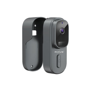 Rixus Wireless Battery Powered Doorbell With Camera Gray (sonnette sans fil alimentée par batterie avec caméra)