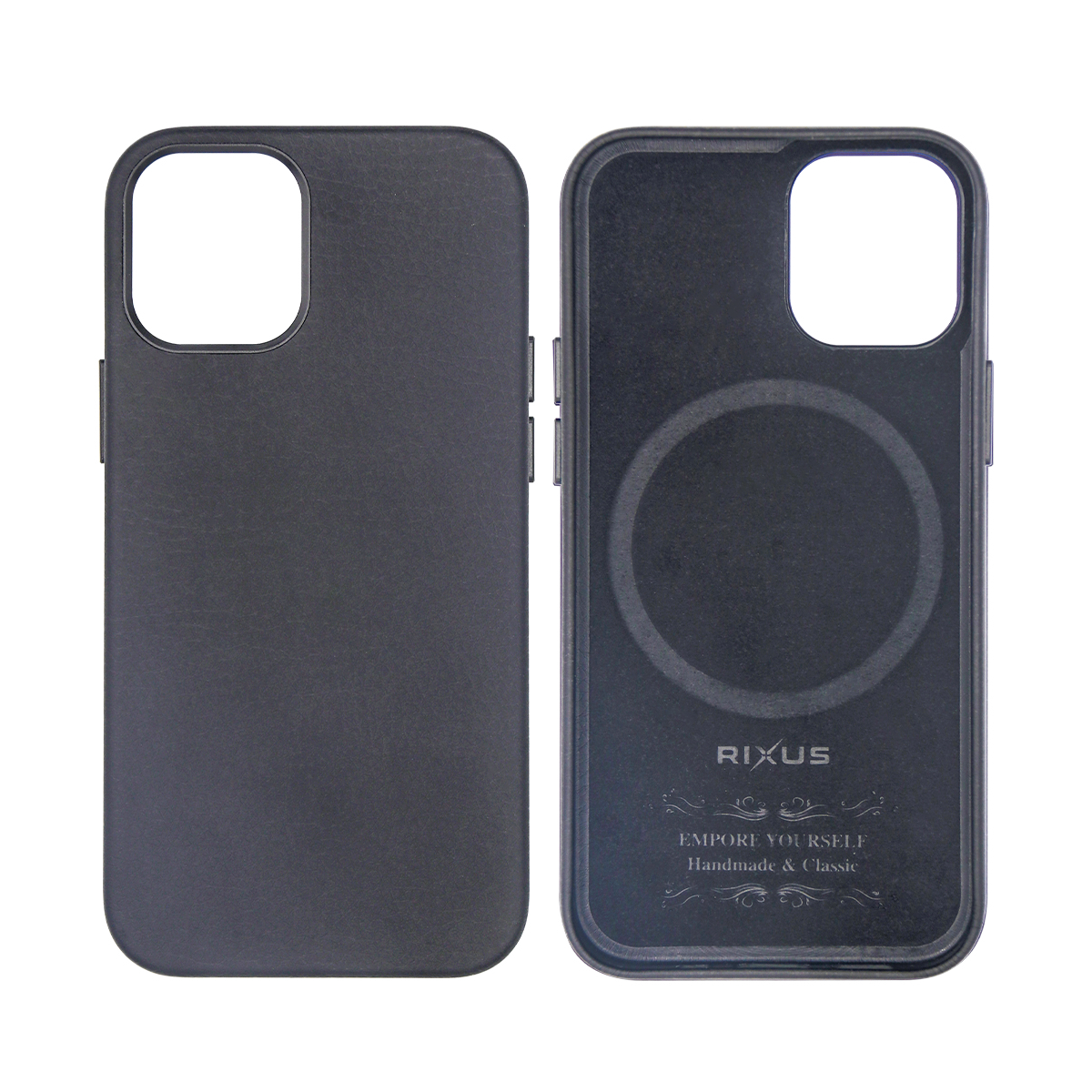 Rixus For iPhone 15 Classic 02 Case With MagSafe Noir
