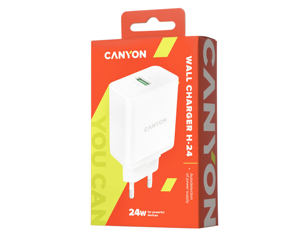Chargeur mural Canyon H-24 USB QC 3.0 Blanc