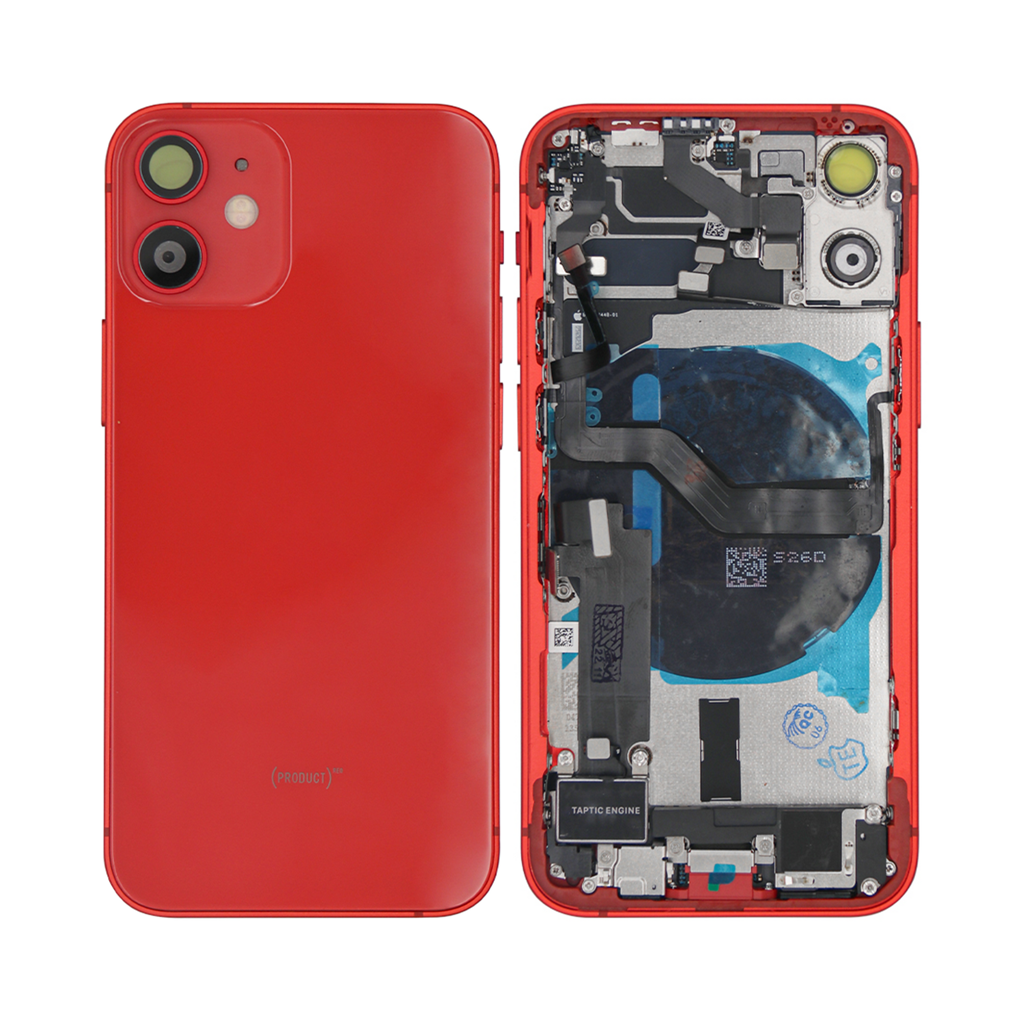 Pour iPhone 12 Mini Boîtier complet avec toutes les petites pièces sans batterie ni caméra arrière RED