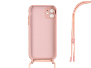 Rixus Pour iPhone 12 Mini TPU Housse pour collier et cordon rose