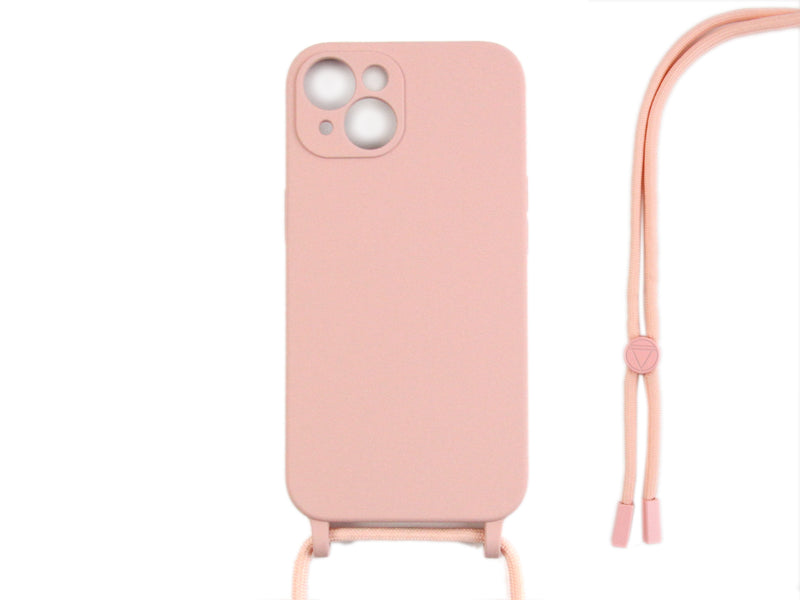 Rixus Pour iPhone 13 Mini TPU Housse pour collier et cordon rose