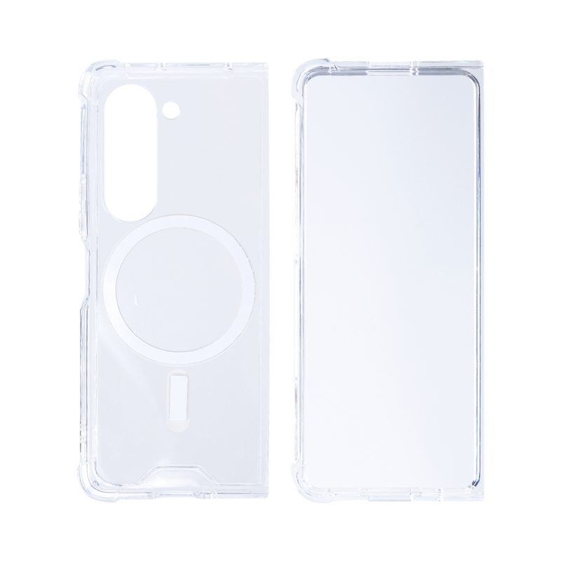 Rixus Pour Samsung Galaxy Z Fold5 Etui Transparent Magnétique TPU Blanc