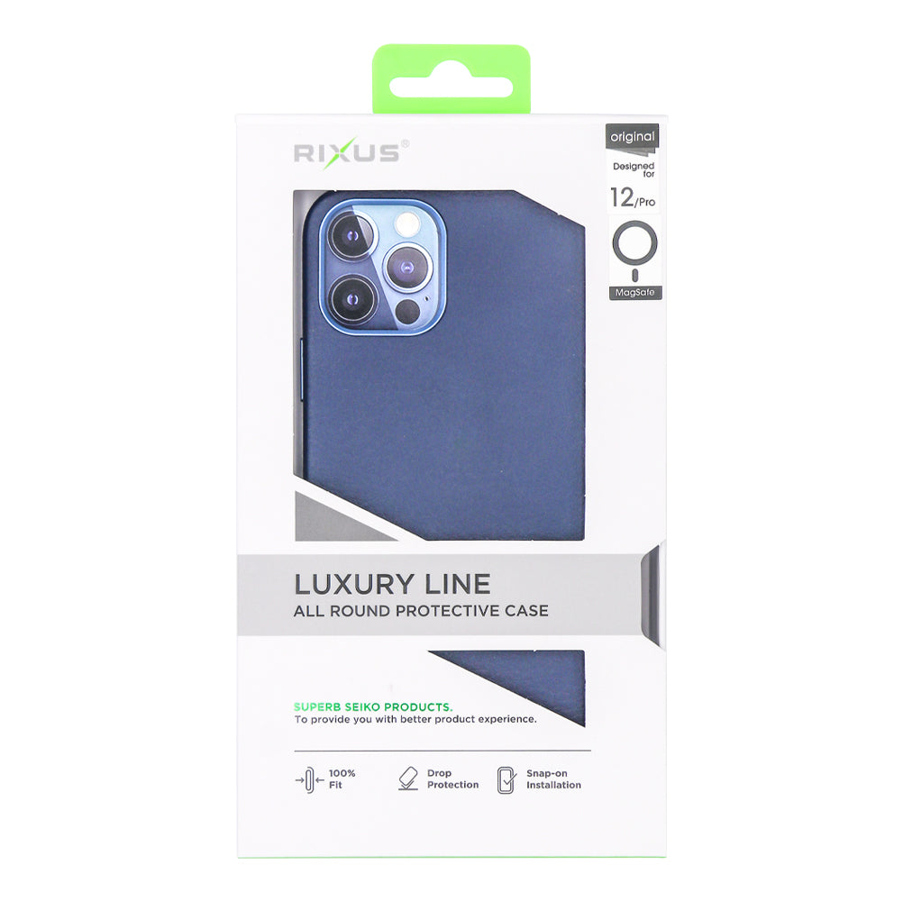 Rixus Classic 02 Case With MagSafe Pour iPhone 12,12 Pro Bleu