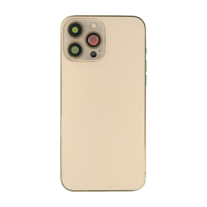 Pour iPhone 13 Pro Max Boîtier complet avec toutes les petites pièces sans batterie ni caméra dorsale Or