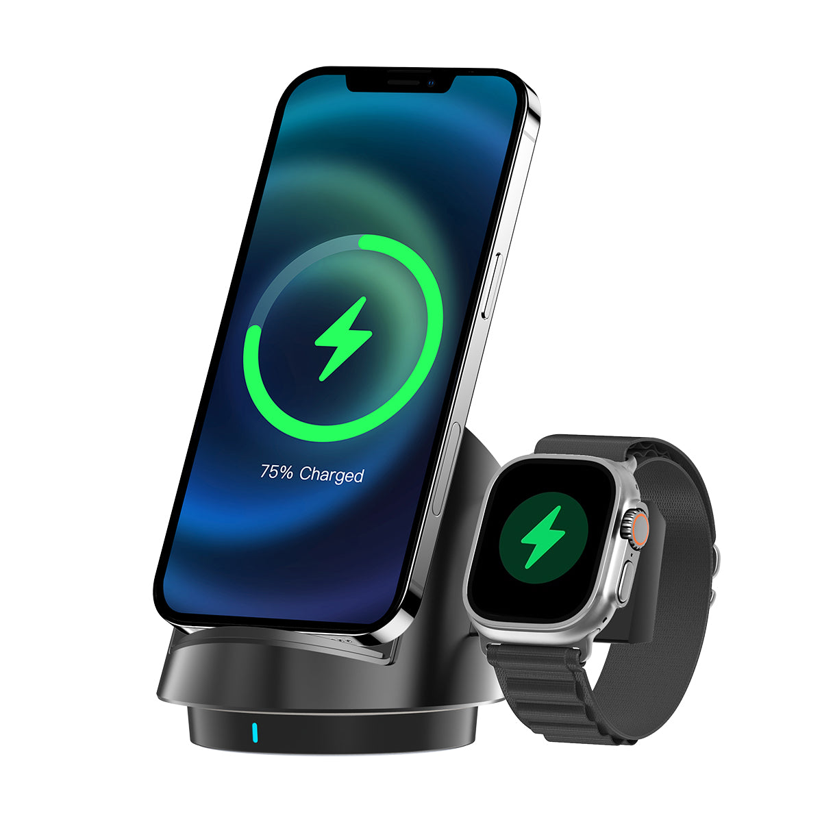 Rixus RXWC57 3 in 1 Wireless Fast Charger Stand Noir