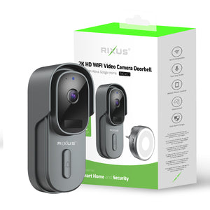 Rixus Wireless Battery Powered Doorbell With Camera Gray (sonnette sans fil alimentée par batterie avec caméra)