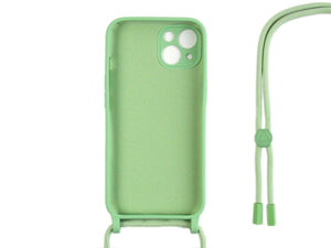 Rixus Pour iPhone 13 Mini TPU Necklace Cord Cover Matcha