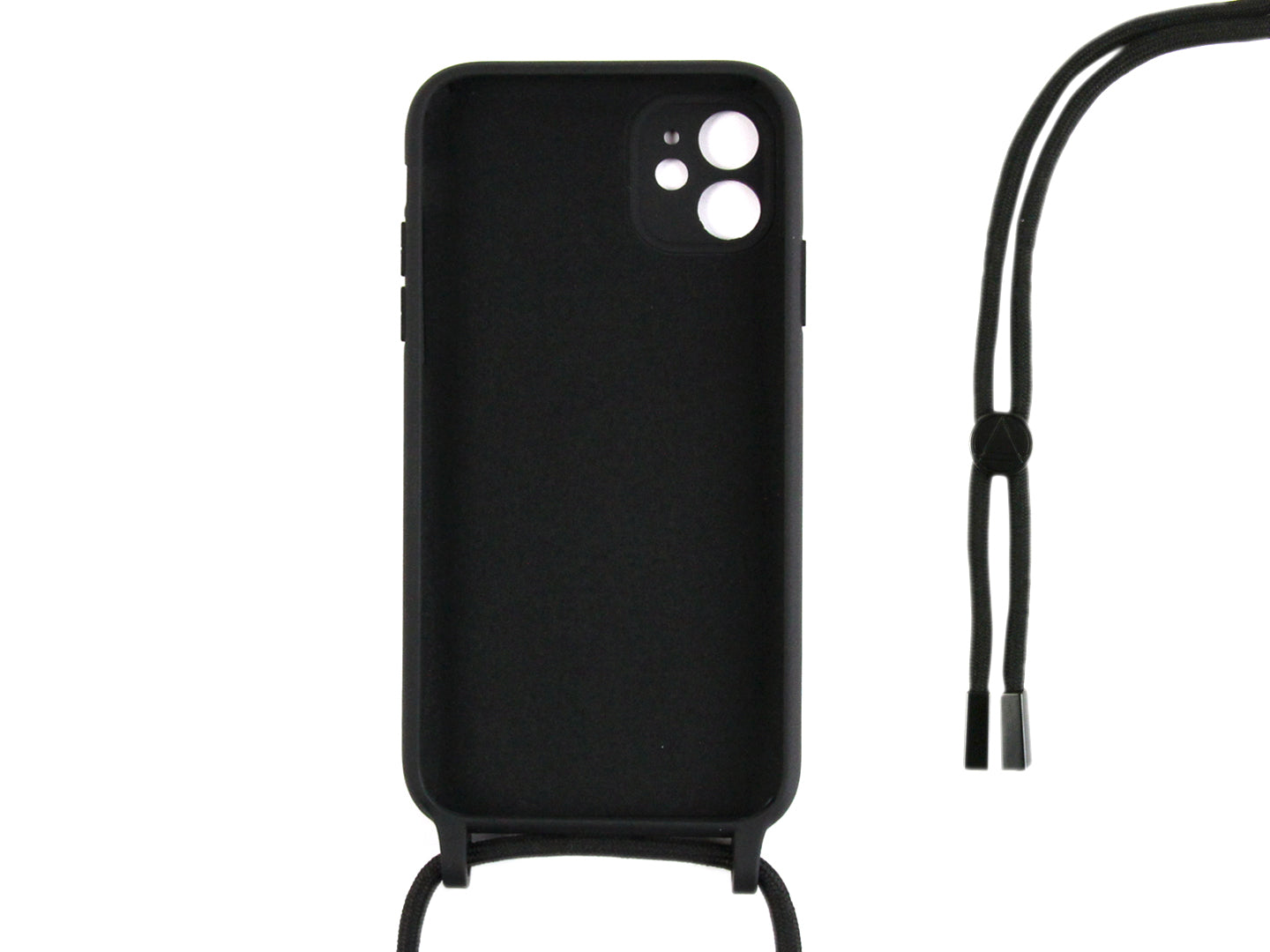 Rixus Pour iPhone 12 Mini TPU Necklace Cord Cover Noir