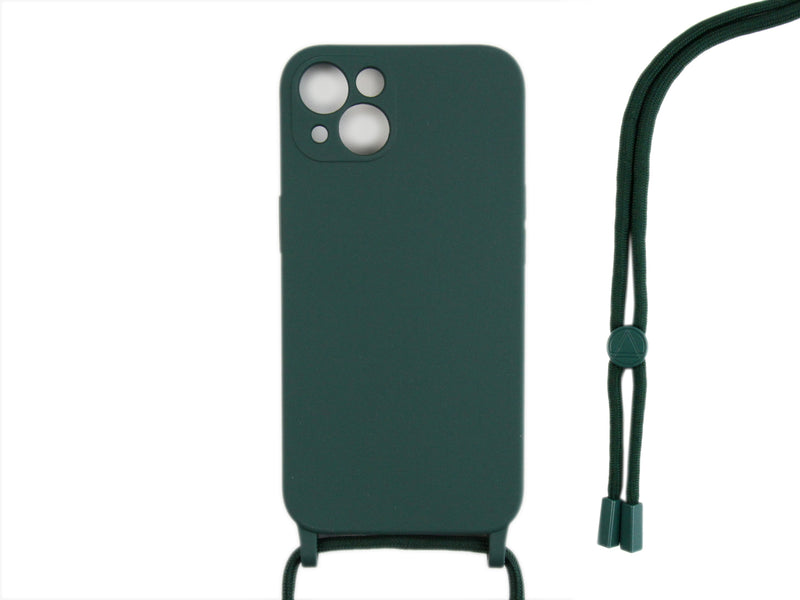 Rixus Pour iPhone 13 Mini TPU Necklace Cord Cover Vert Foncé