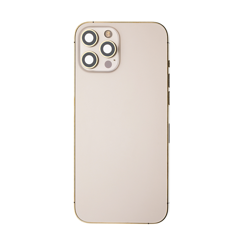 Pour iPhone 12 Pro Max Boîtier complet avec toutes les petites pièces sans batterie ni appareil photo arrière Or