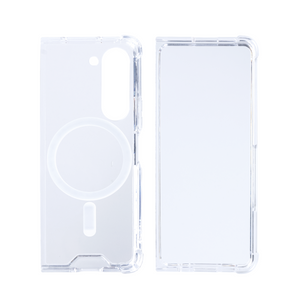 Rixus Pour Samsung Galaxy Z Fold5 Etui Transparent Magnétique TPU Blanc