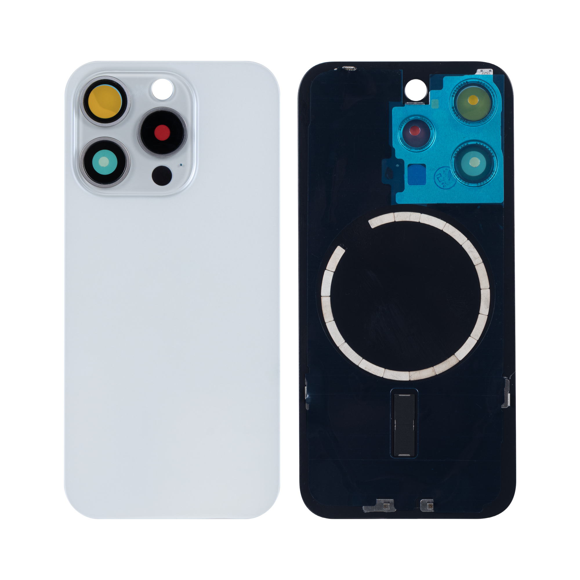 Pour iPhone 15 Pro Extra Glass With Enlarged Camera Frame White Titanium Compatible