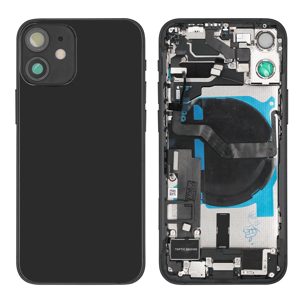 Pour iPhone 12 Mini Boîtier complet avec toutes les petites pièces sans batterie ni appareil photo arrière Noir