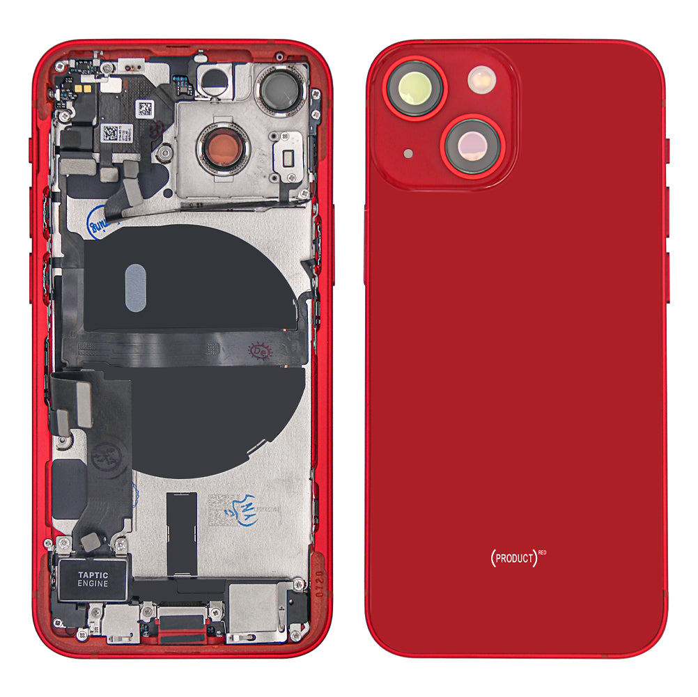 Pour iPhone 13 Mini Boîtier complet avec toutes les petites pièces sans batterie ni caméra arrière RED