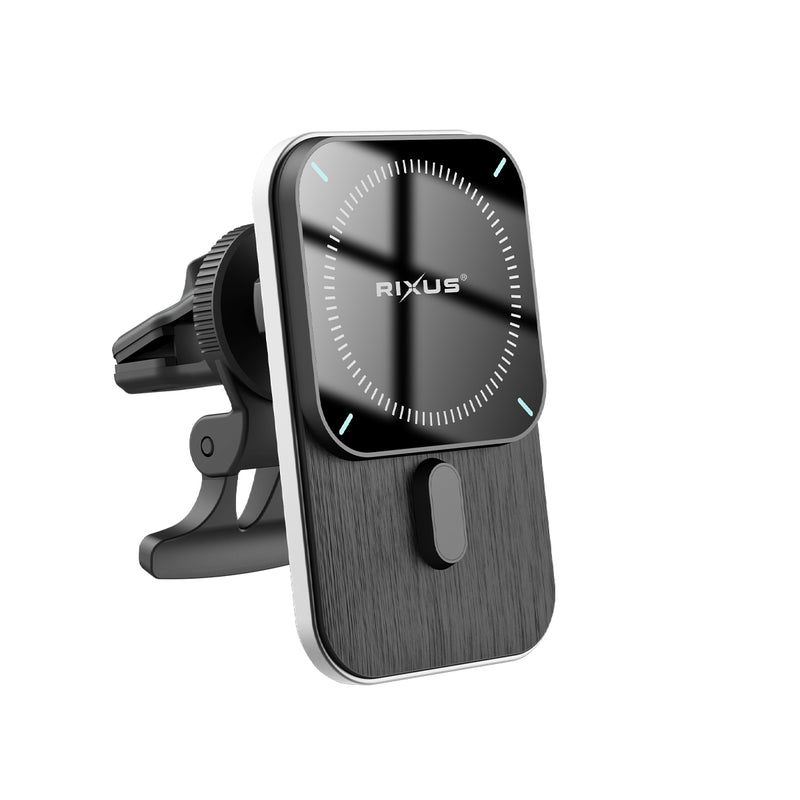 Rixus RXWC14 Wireless Car Charger with MagSafe Compatibility 15W Space Gray (Chargeur de voiture sans fil Rixus RXWC14 avec compatibilité MagSafe)