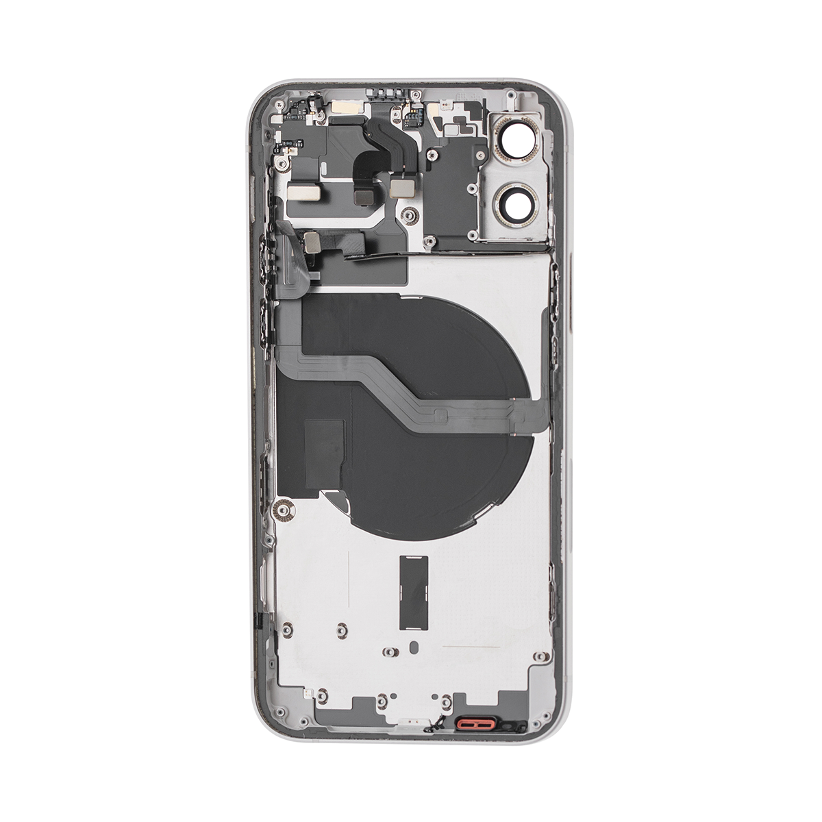 Pour iPhone 12 Boîtier complet avec toutes les petites pièces sans batterie ni appareil photo arrière Blanc