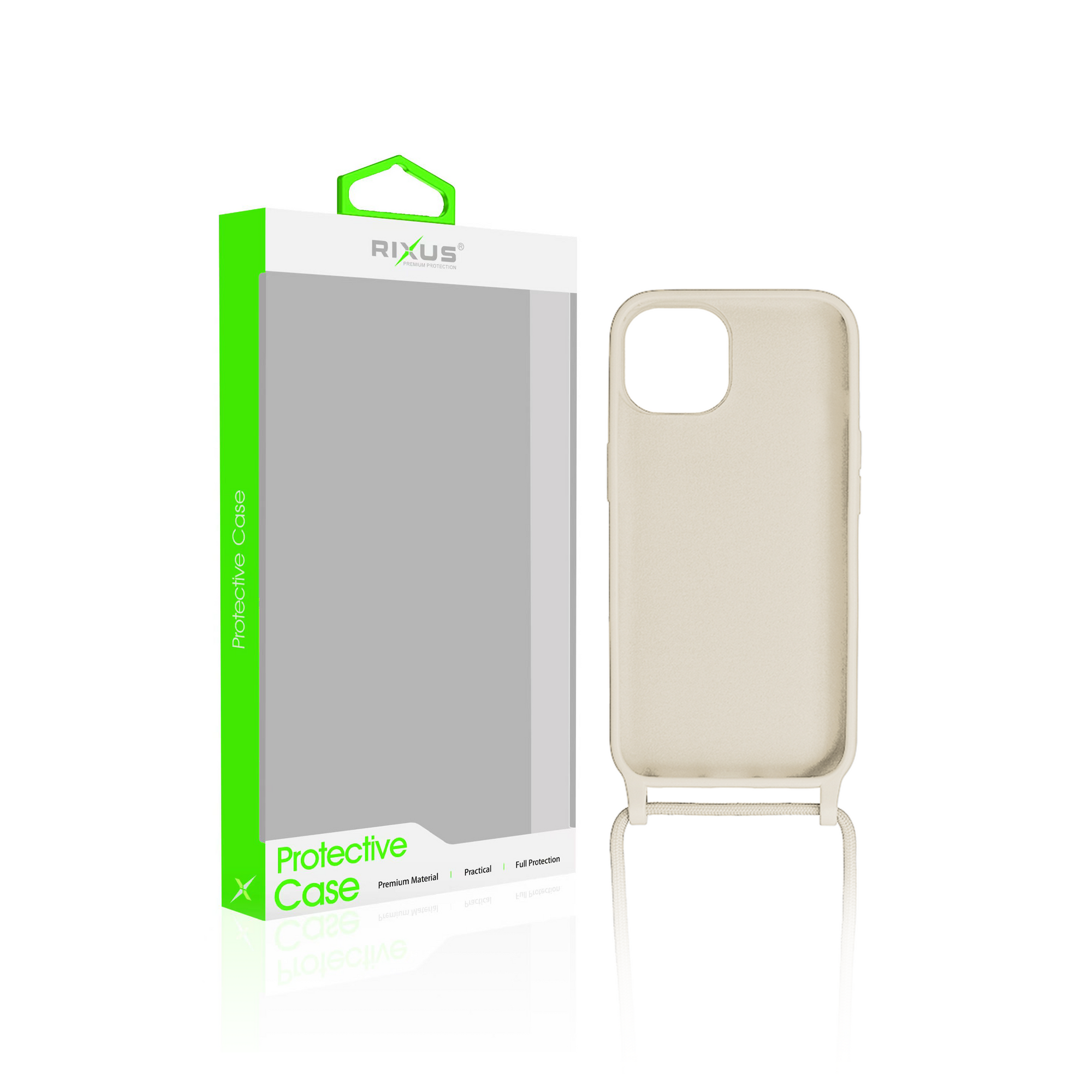 Rixus Pour iPhone 15 Pro TPU Necklace Cord Cover Or