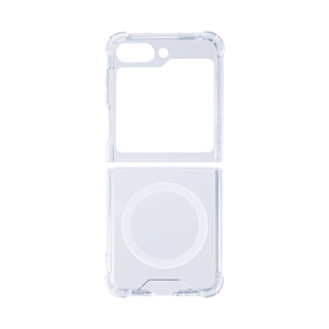 Rixus Pour Samsung Galaxy Z Flip5 Etui Transparent Magnétique TPU Blanc