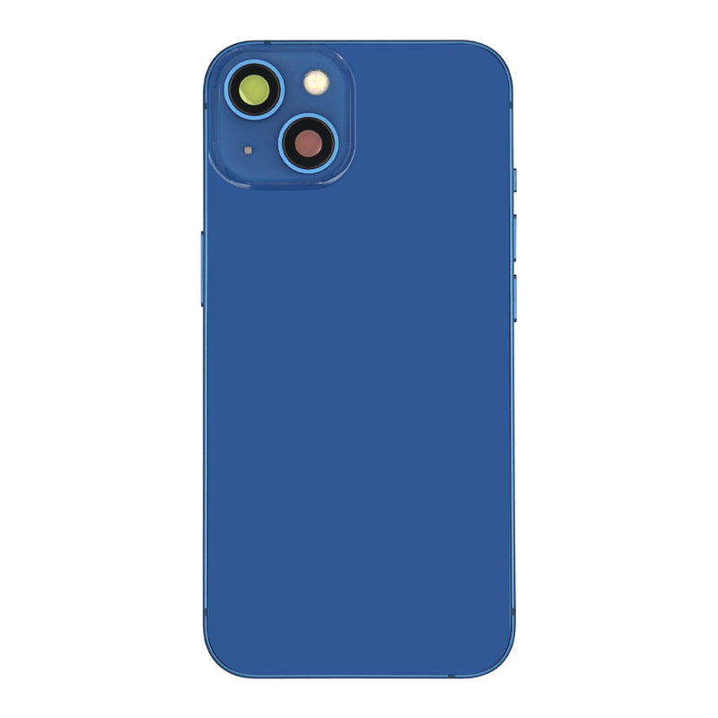 Pour iPhone 13 Boîtier complet avec toutes les petites pièces sans batterie ni appareil photo arrière Bleu
