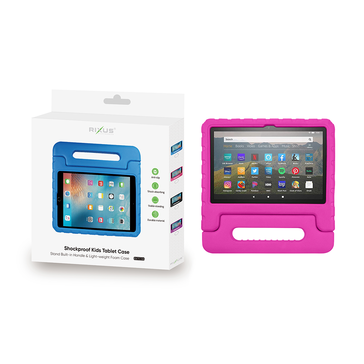 Rixus RXTC06 Pour iPad Pro 11 (2022,2021,2020,2018), iPad Air 4 10.9 (2020) Tablet Kids Case Rose