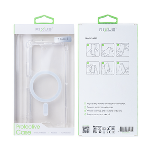 Rixus Pour Samsung Galaxy Z Fold5 Etui Transparent Magnétique TPU Blanc