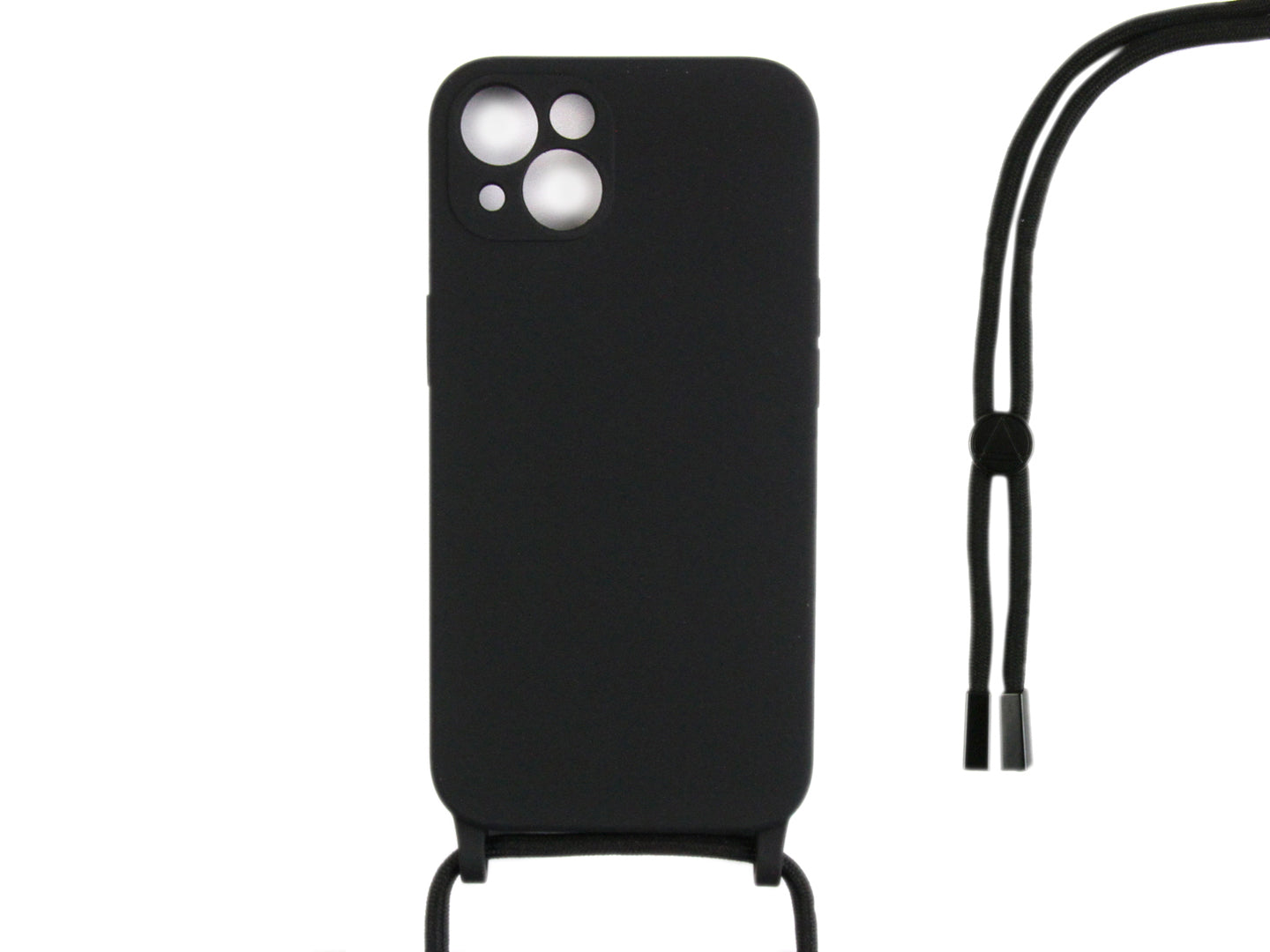 Rixus Pour iPhone 13 Mini TPU Necklace Cord Cover Noir