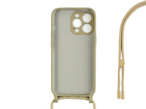 Rixus Pour iPhone 13 Pro TPU Necklace Cord Cover Or